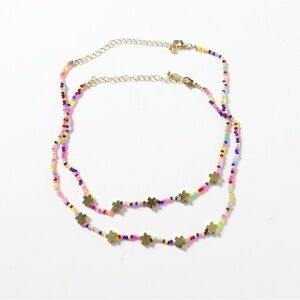 Nordstrom set of 2 friendship choker necklaces gold-toned floral hippie cute new